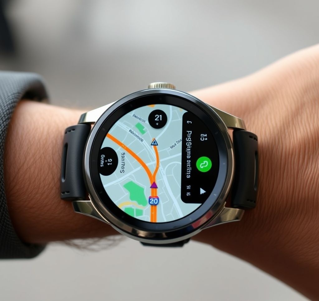 Smartwatch showing map navigation interface
